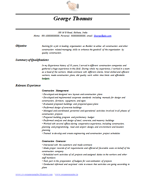 Masonry resume template